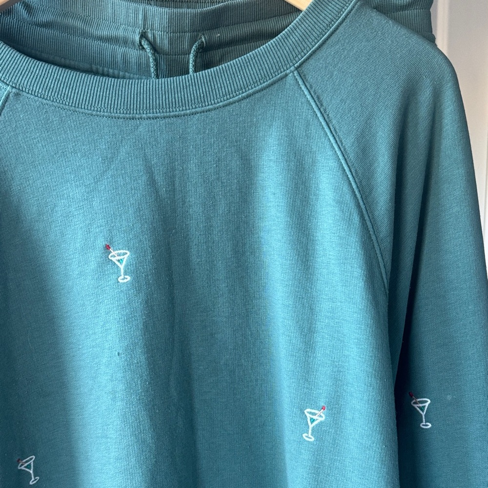 Matching Lou and Grey Sweatshirt and Sweatpants with Martini Glass Embroidery